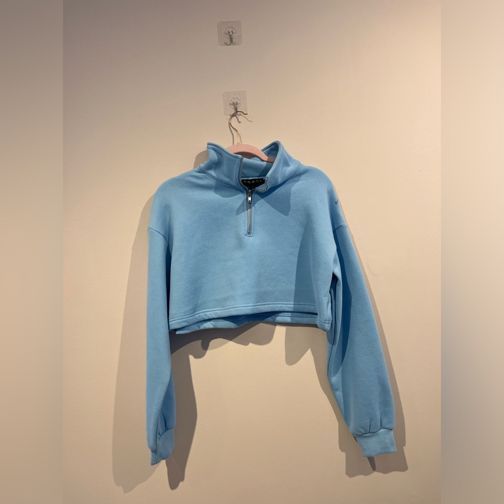 Baby Blue Quarter Zip Sweatshirt - Shaci - Large